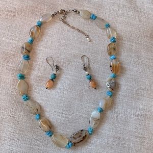 Turquoise Carnelian sterling set Necklace & earrings